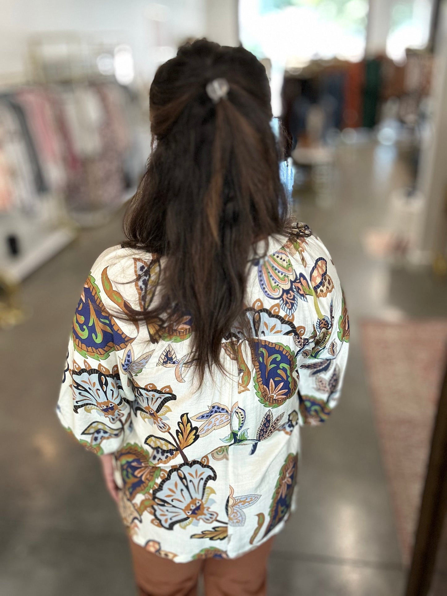 Cream Boho Paisley Blouse