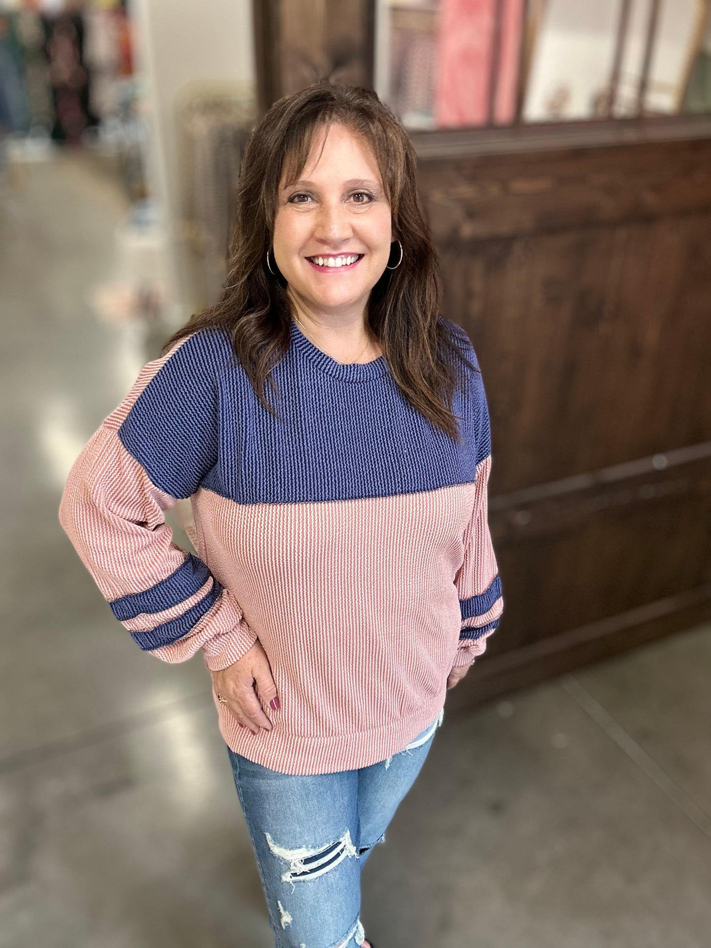 Mauve Ciara Ribbed Long Sleeve Top