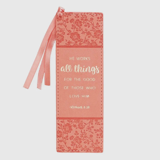 Bookmark Faux Leather Coral All Things