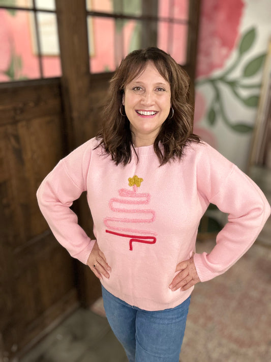 Pink Christmas Tree Sweater