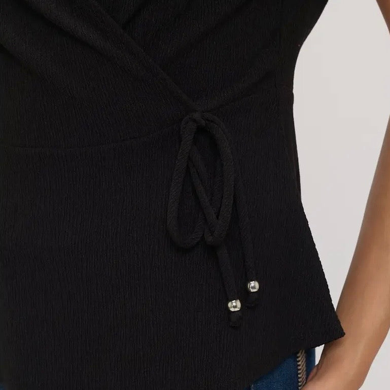 Black Surplus Wrap Top