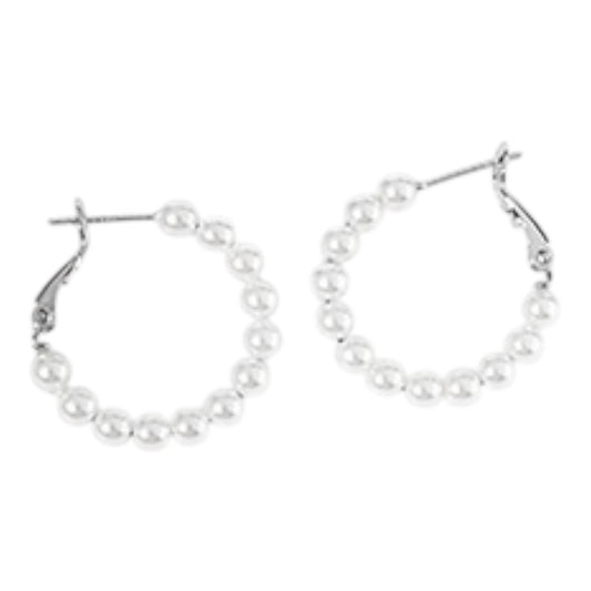Pearl Beaded Hoop Earrings