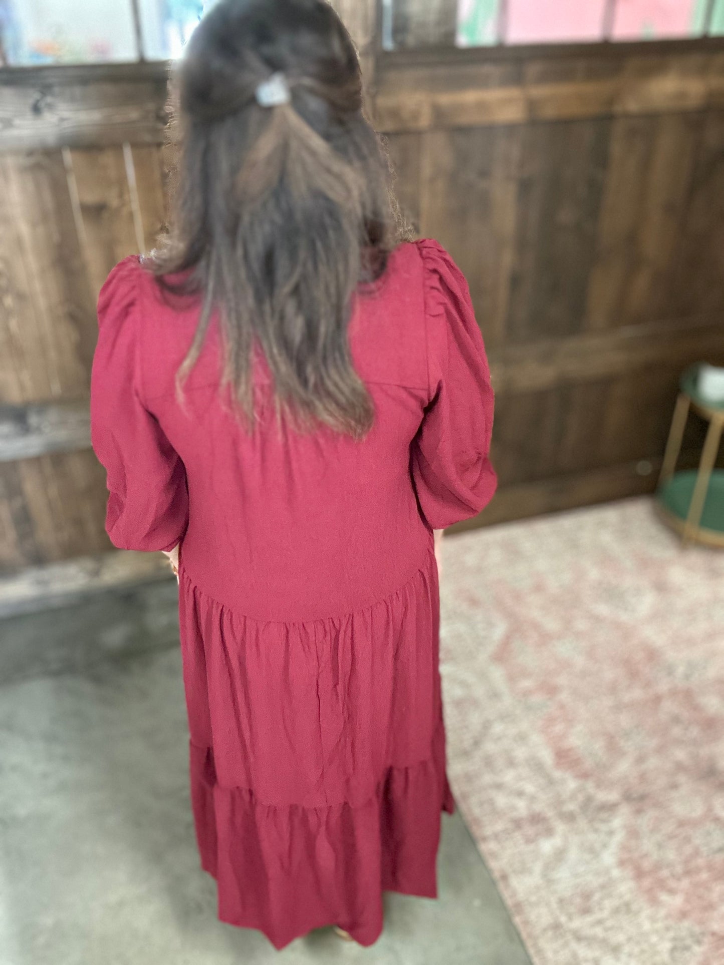 Tiered Maxi Dress - Wine