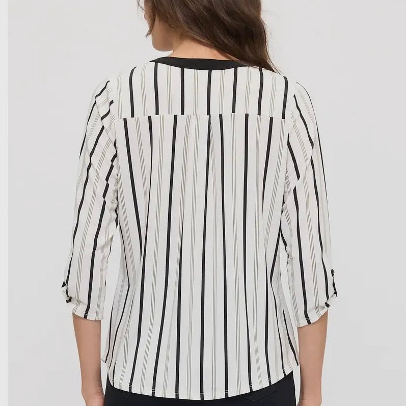 Ivory Black Stripe Half Sleeve Top