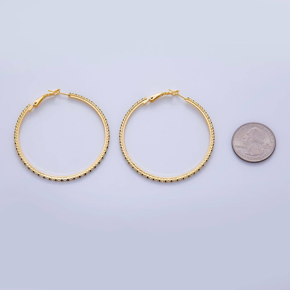 18K Gold Filled B&W Micro Paved CZ Hinge Hoop Earrings in Gold