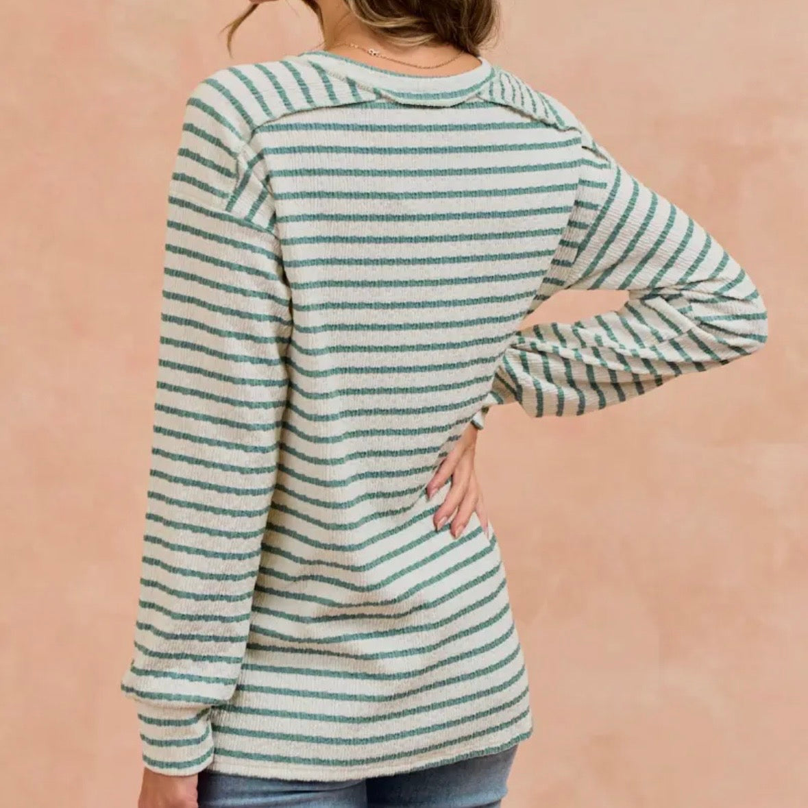 Sage Striped Long Sleeve Top
