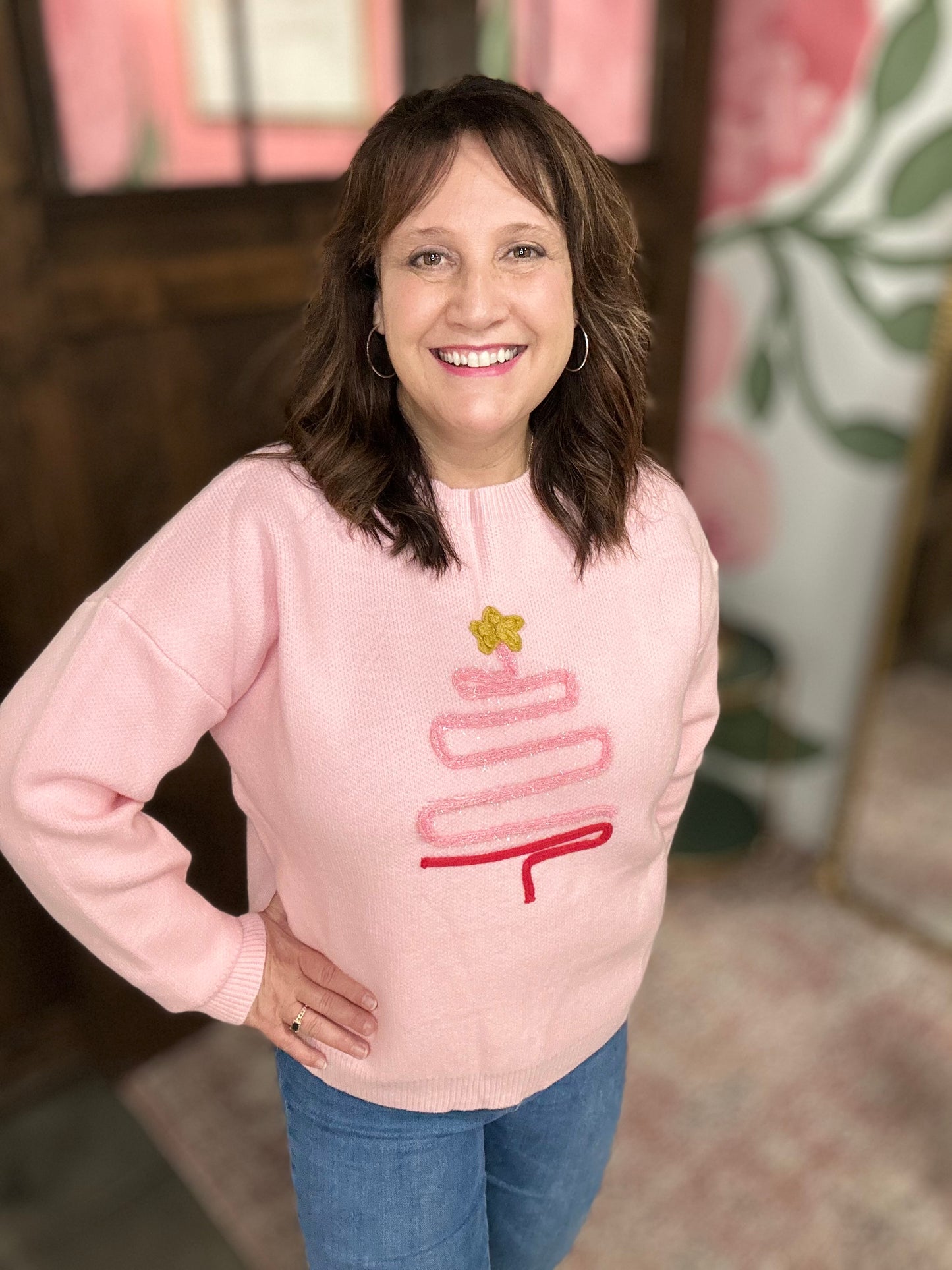 Pink Christmas Tree Sweater