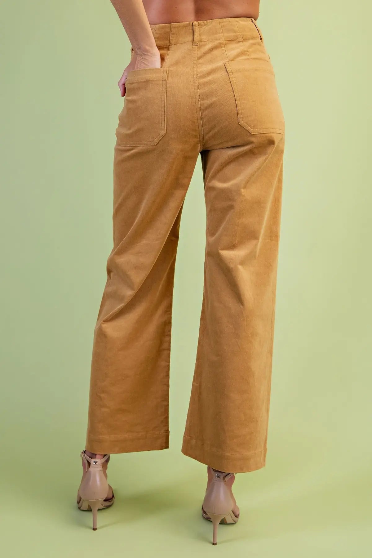 Caramel Ankle Cropped Stitch Corduroy Pants