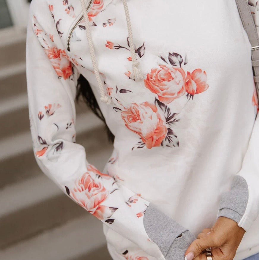 Ampersand Avenue DoubleHood Sweatshirt Brushed Blossoms
