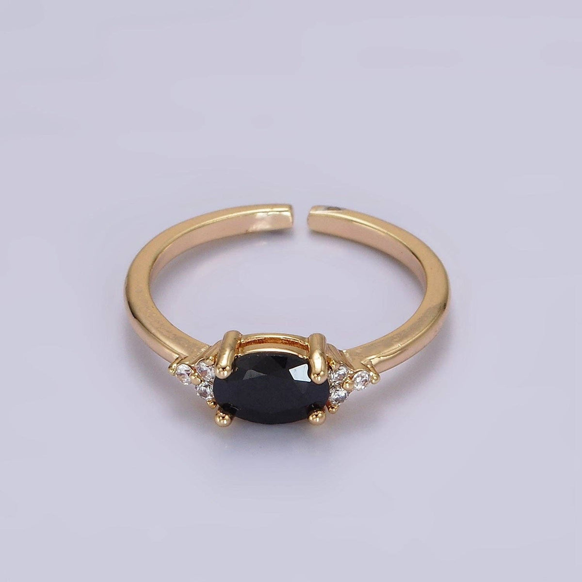 14K Gold Filled Oval Triple CZ Solitaire Birthstone Ring in Gold & Silver | O1128 - O1155: Silver / Olive Green