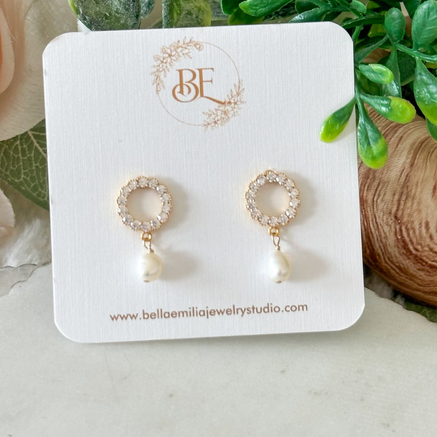 Belina Open Circle Pearl Earrings