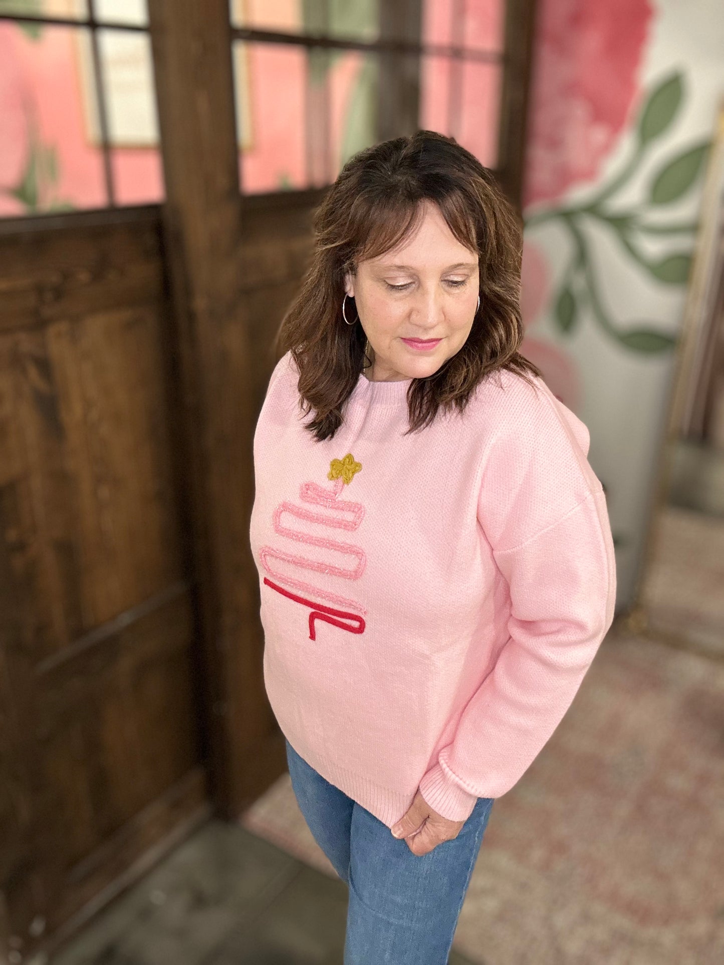 Pink Christmas Tree Sweater