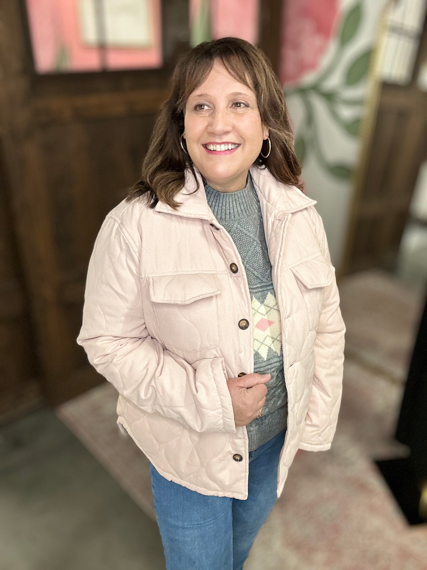 Blush Pink Quilted Jacket