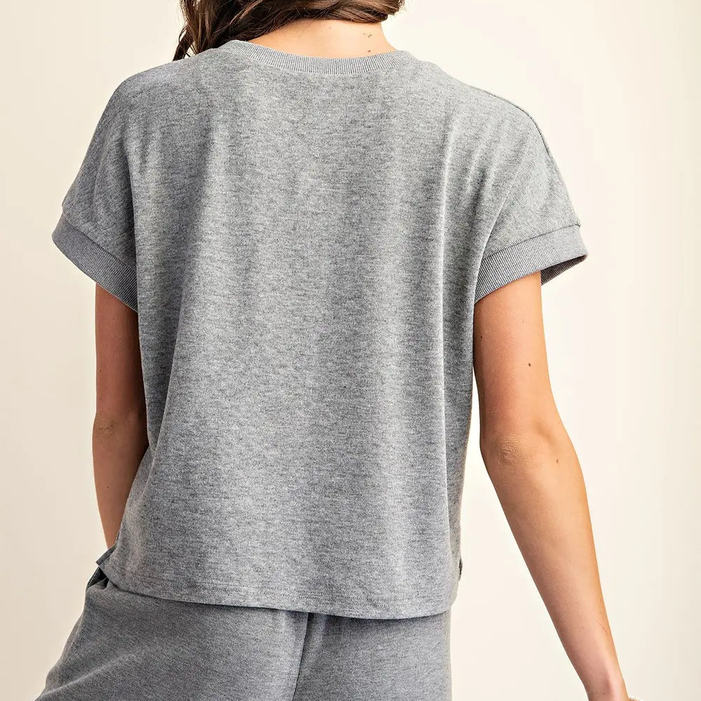 Grey Short Sleeve Knit Shirt