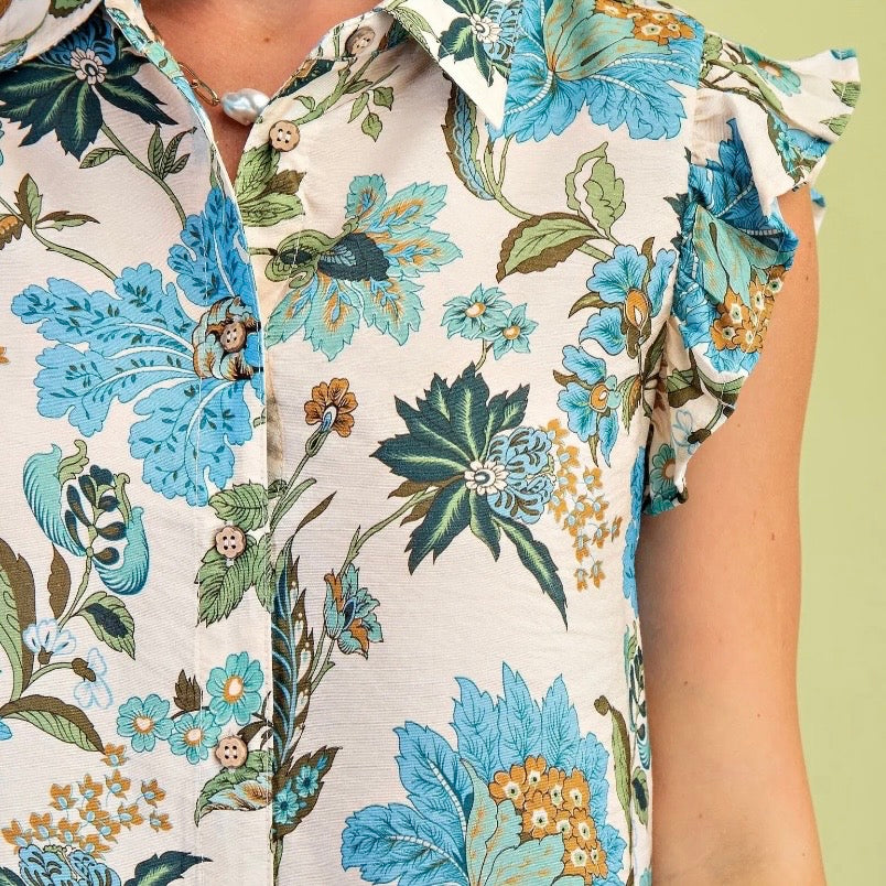 Blue Mix Floral Blouse