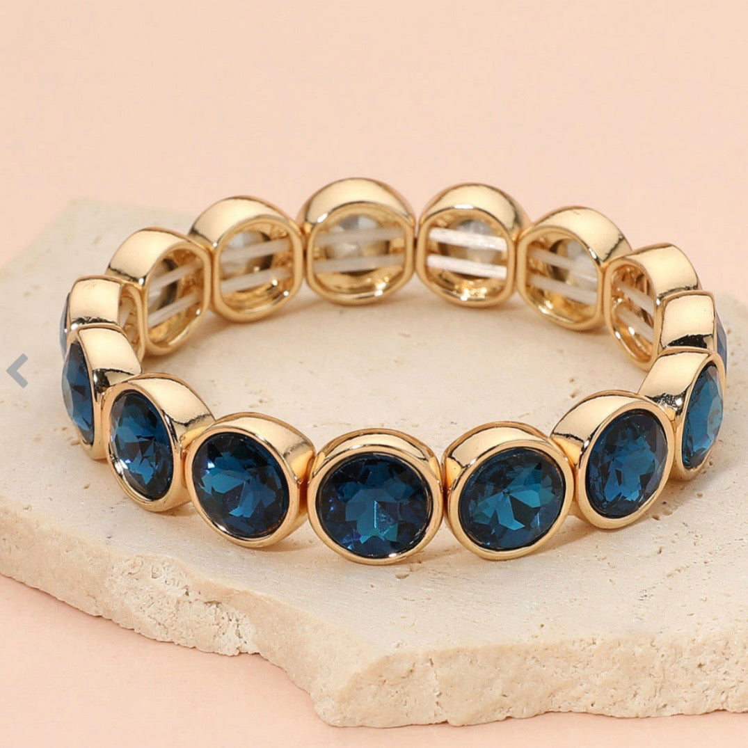 Saphire Faceted Gem Beaded Bracelet