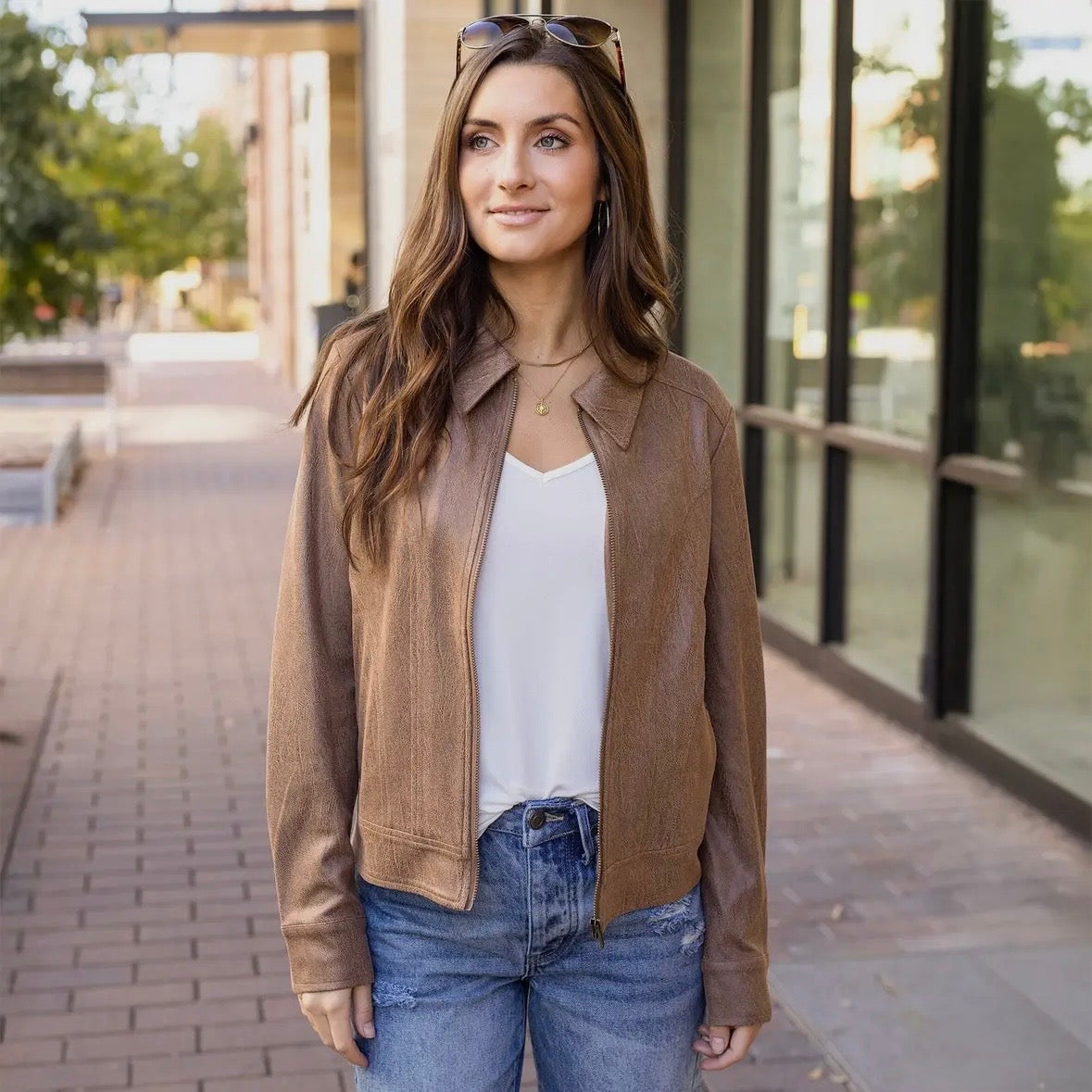 Cafe Faux Leather Jacket