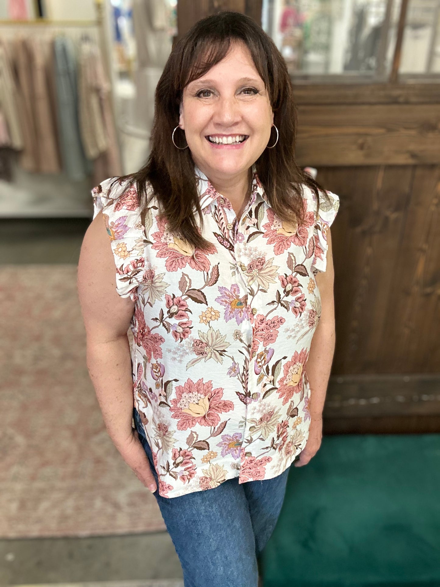 Mauve Floral Mix Blouse