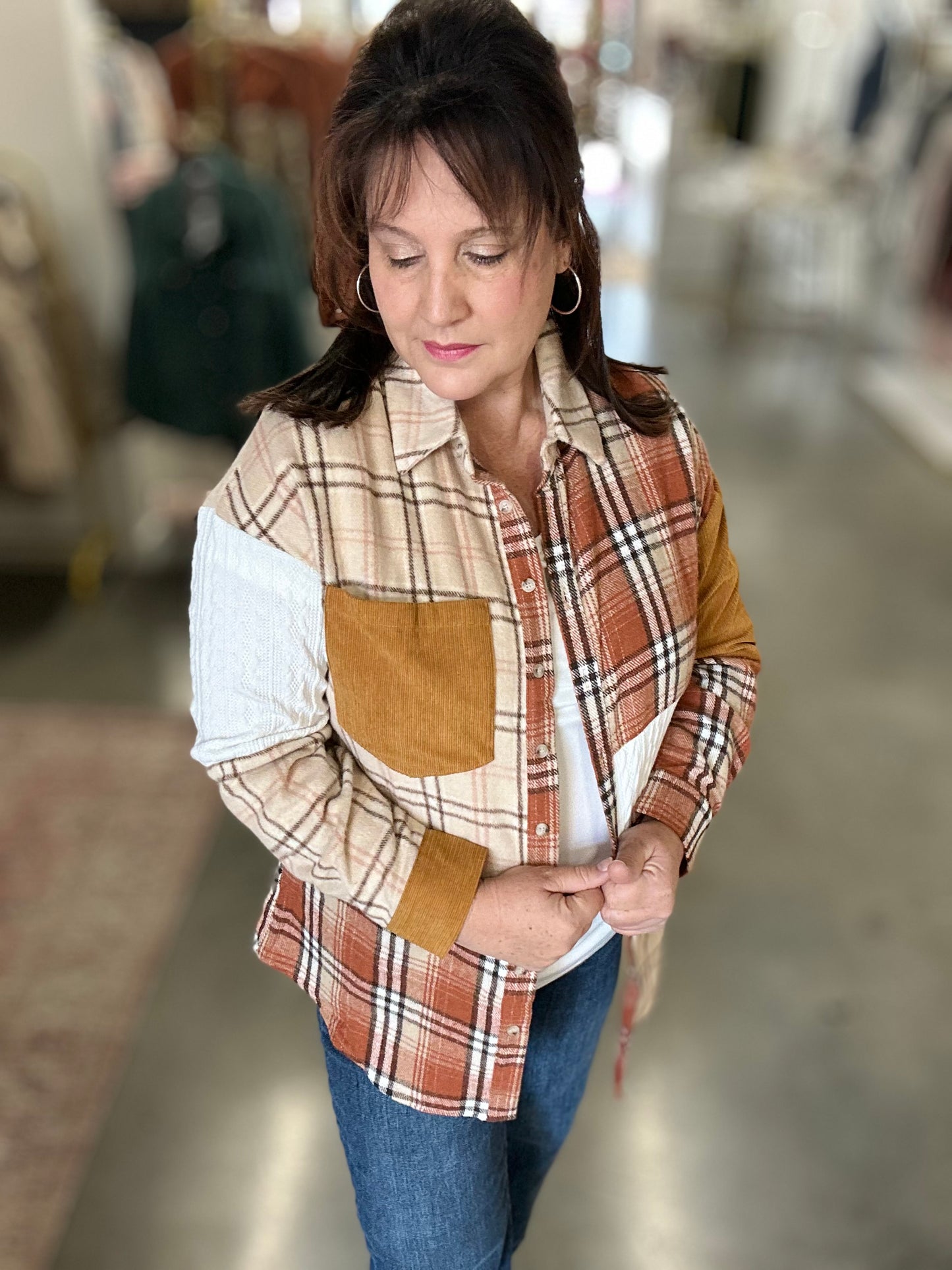 Plaid Colorblock Shacket