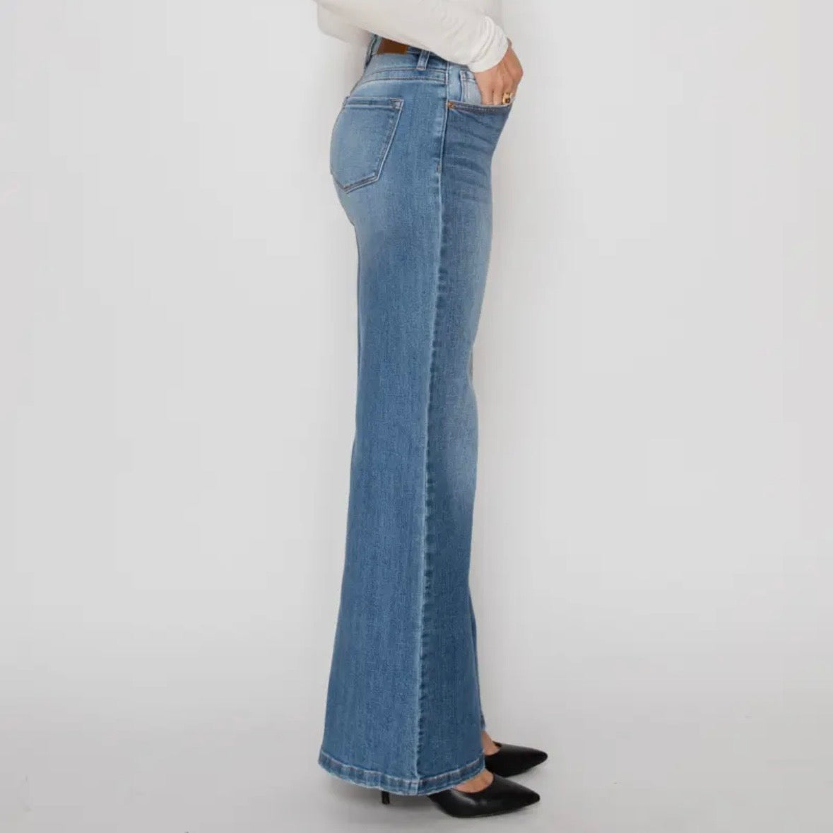 Eco Friendly Tummy Control High Rise Relaxed Flare Jeans