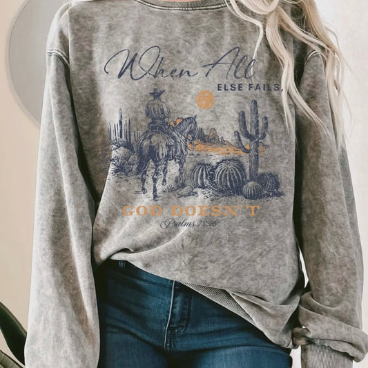 Grey When All Else Fail Cowboy Graphic Tee