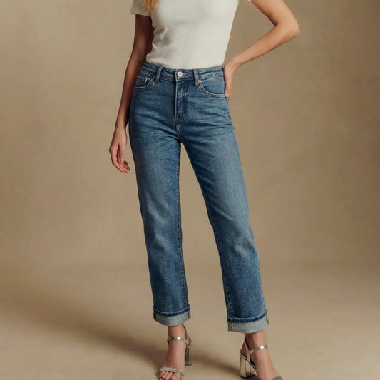 Tummy Control High Rise Slim Straight Jeans