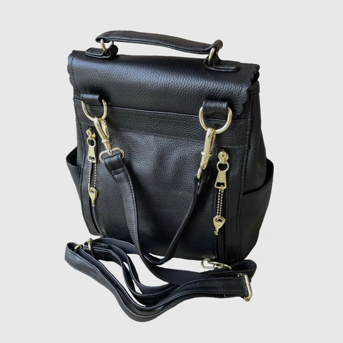 Milano Top Grain Cowhide Leather Scallop Trim Back Pack