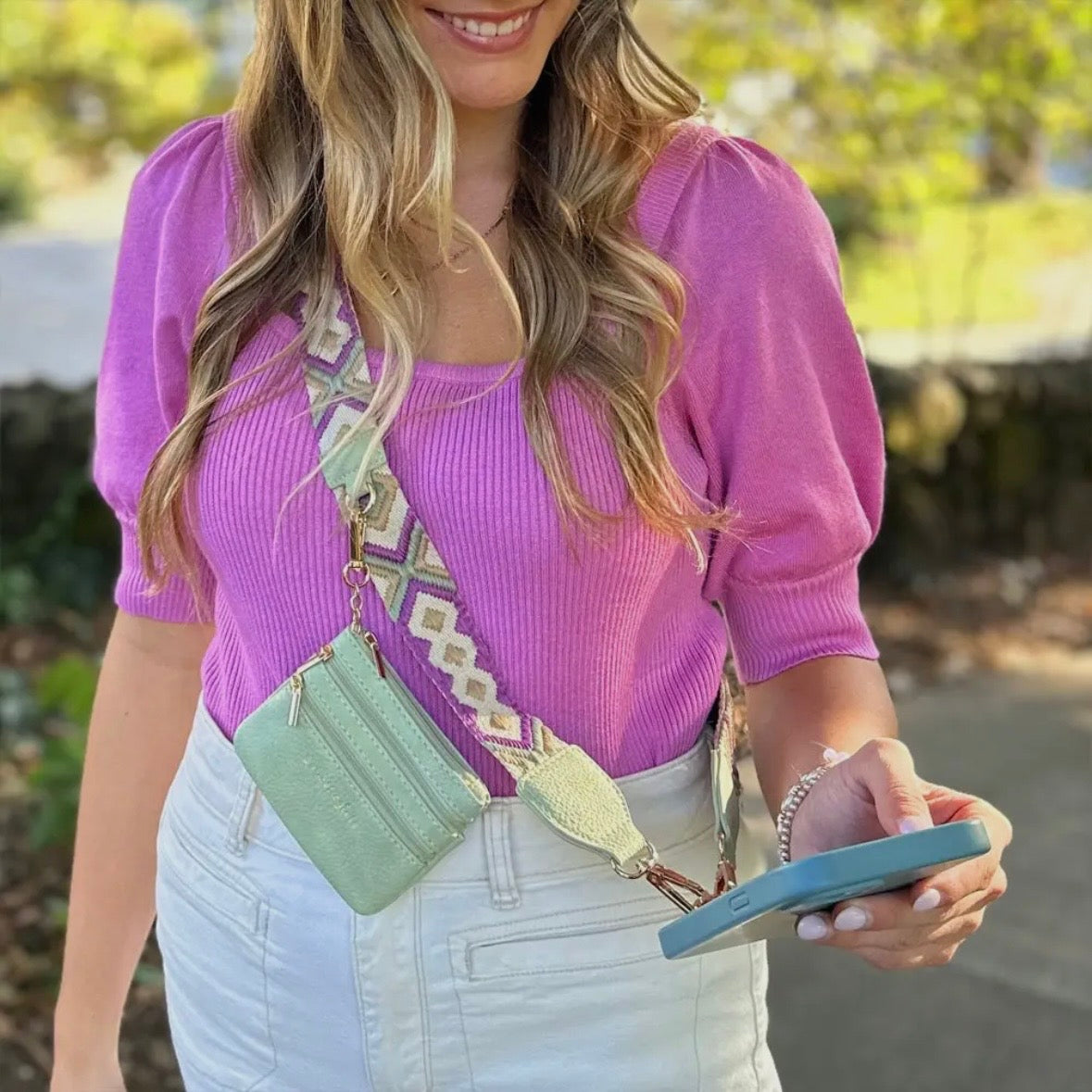 Clip & Go Crossbody Strap w/ Zippered Pouch - Multi Colors