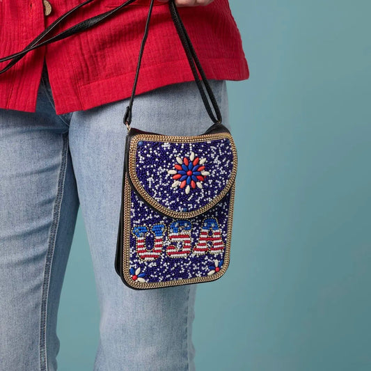 Artisan Beaded Americana Crossbody - USA