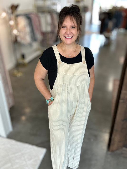Linen Pin Striped Jumpsuit