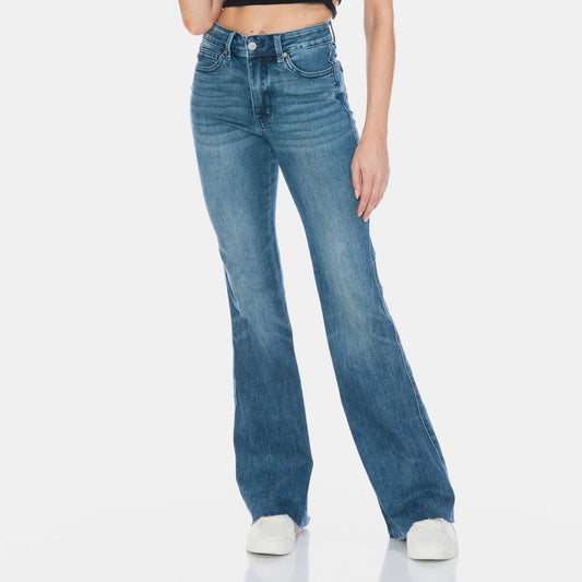 Judy blue tummy control cut hem flare jeans