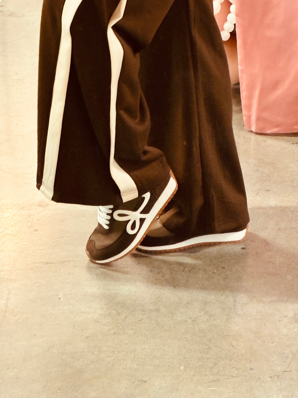 Coco Brown Luxeknit Colorblock Side Stripe Straight Pants