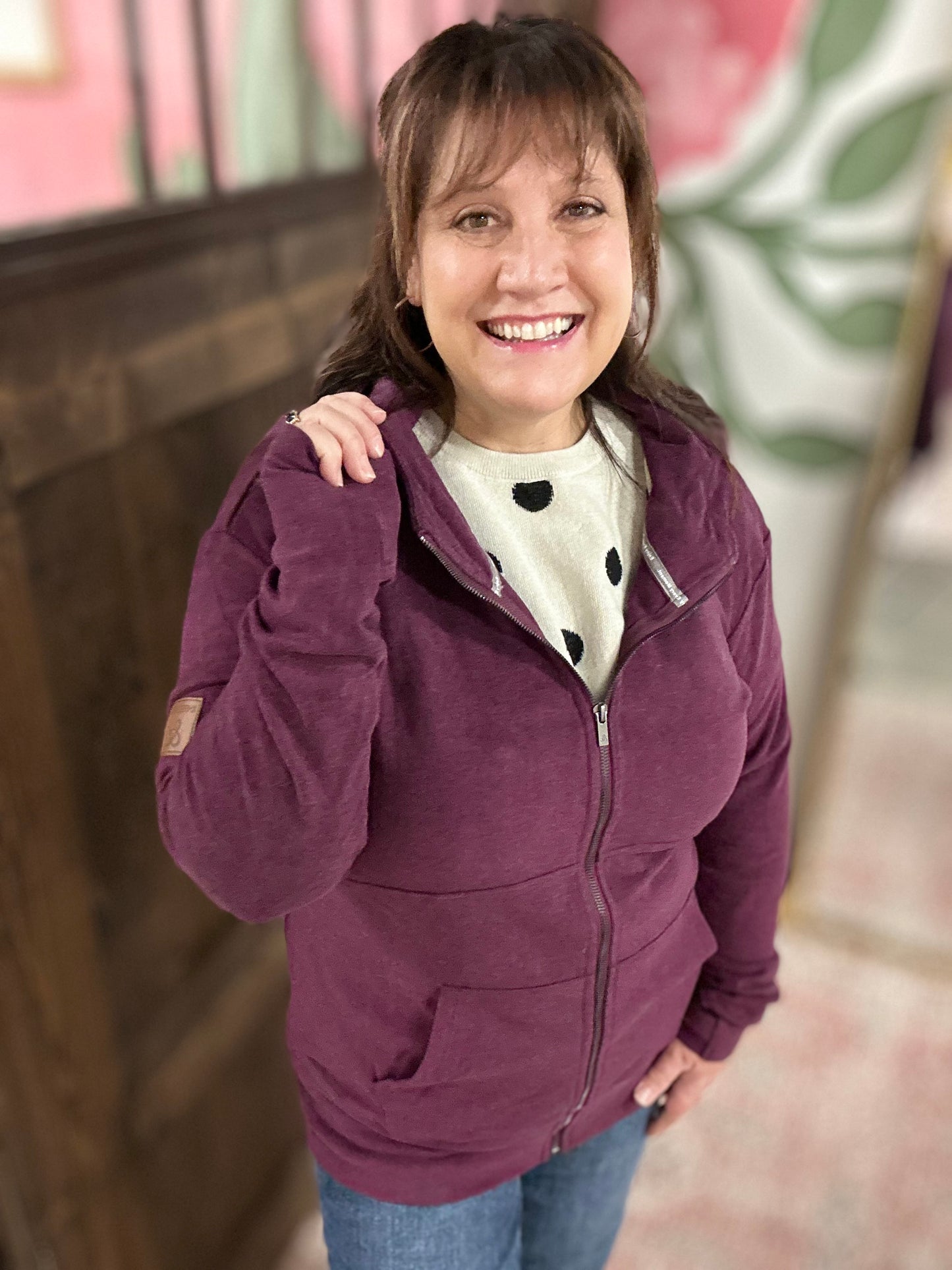 Ampersand Avenue Performance Fleece FullZip Sweatshirt - Velvet Plum