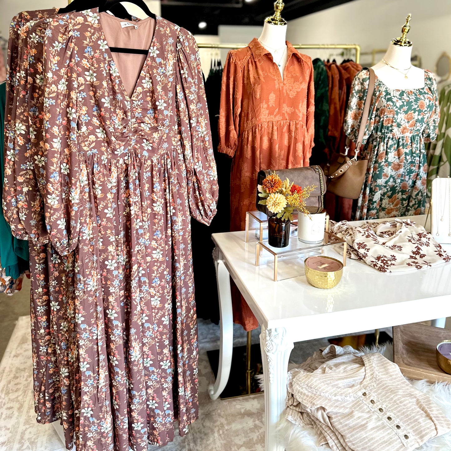 Mocha Floral Maxi Dress