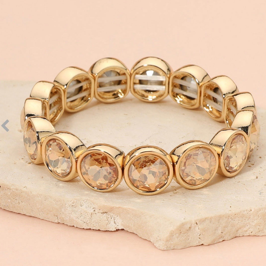 Champagne Gold Faceted Gem Beaded Bracelet