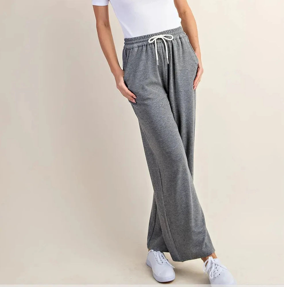 Grey Knit Pants w/ Elastic Waistband