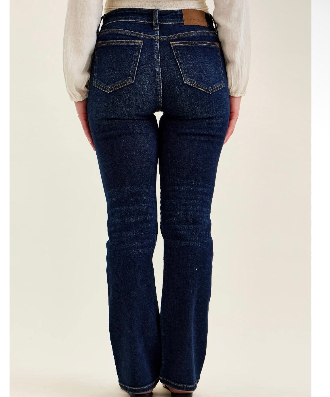 High Waist Petite Trouser Flare Dark Wash