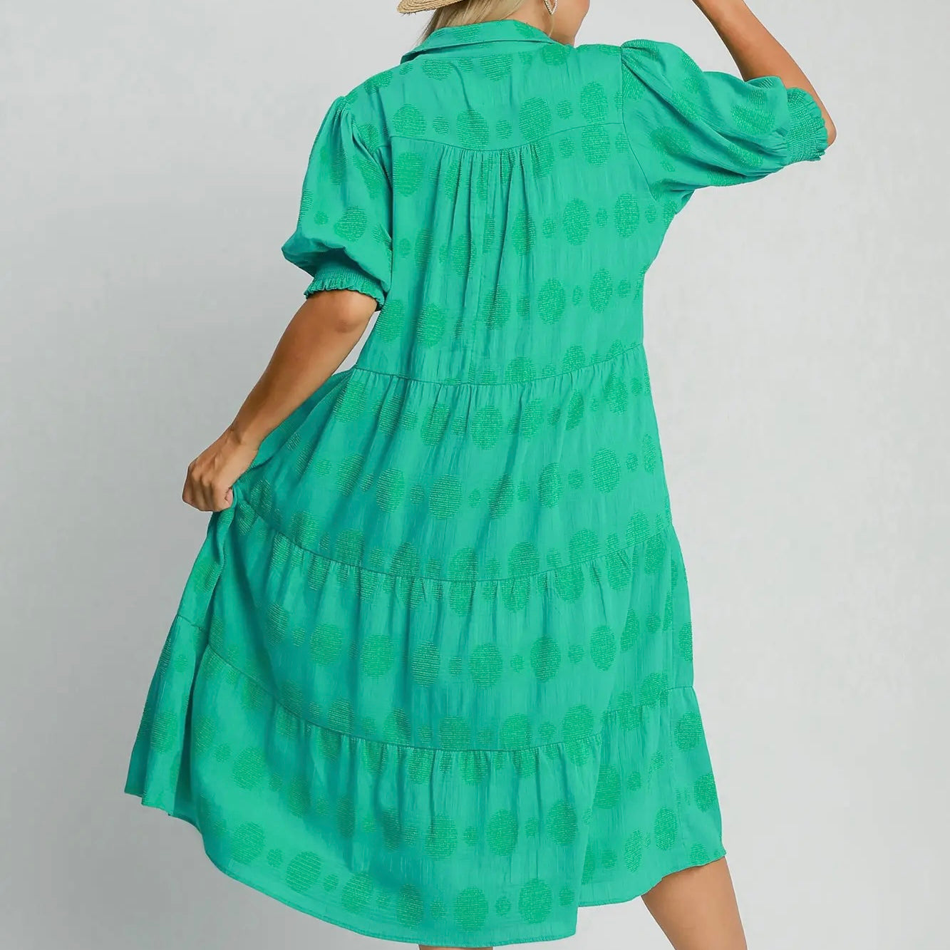 Jade Green Swiss Dot Jacquard Plus Maxi Dress