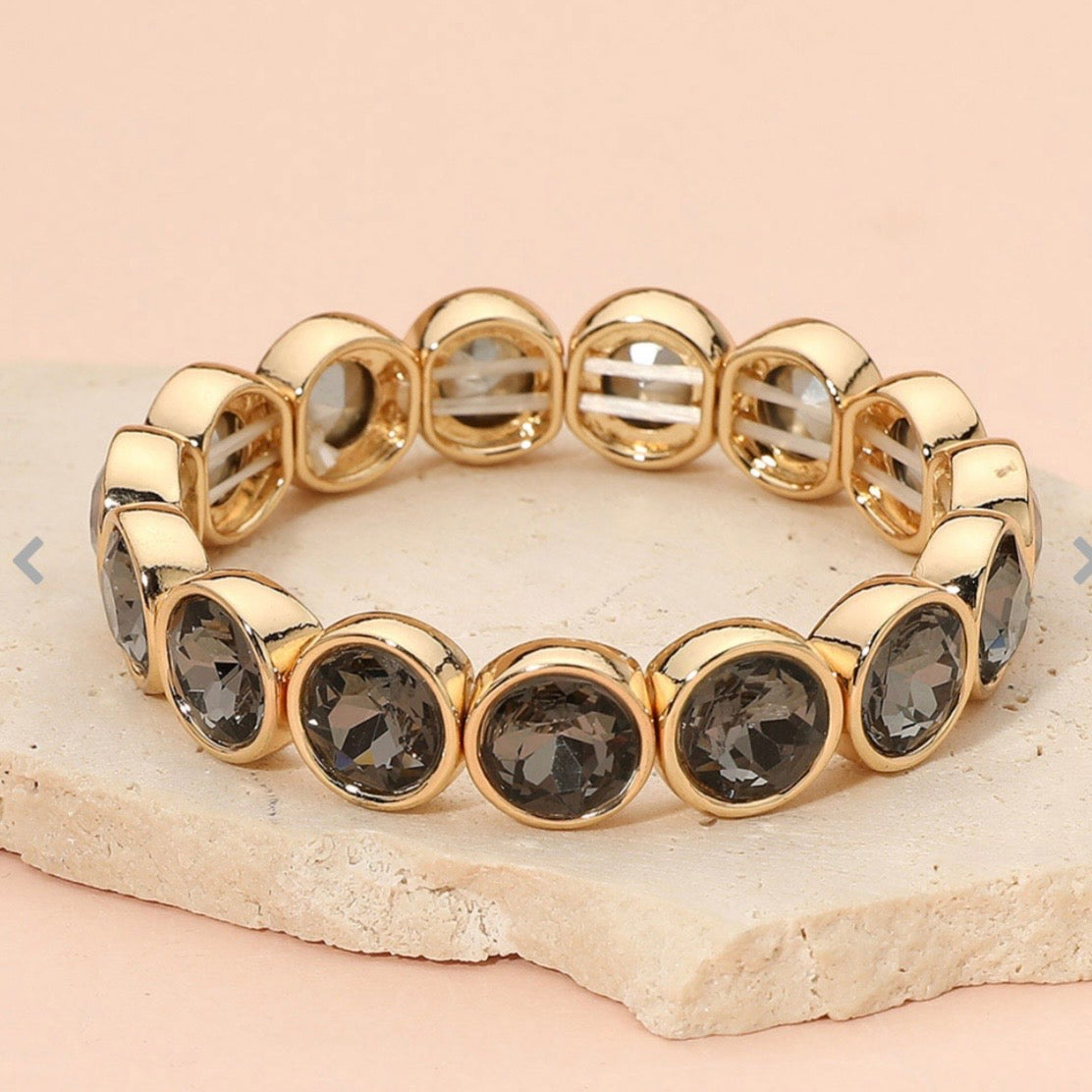Black Diamond Faceted Gem Beaded Bracelet
