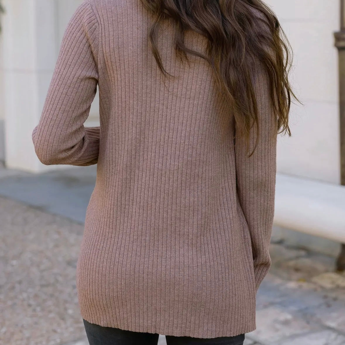 Latte Ribbed Knit Cardigan