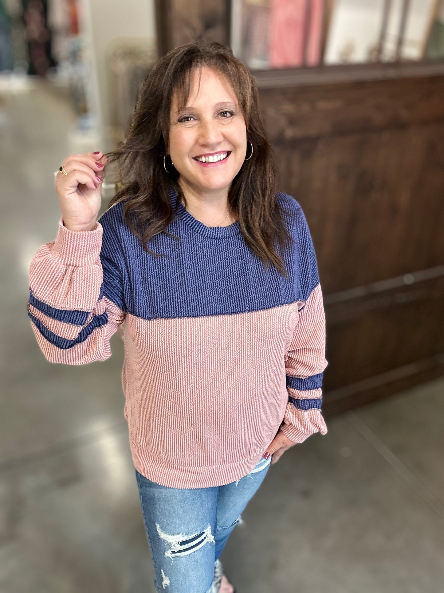 Mauve Ciara Ribbed Long Sleeve Top