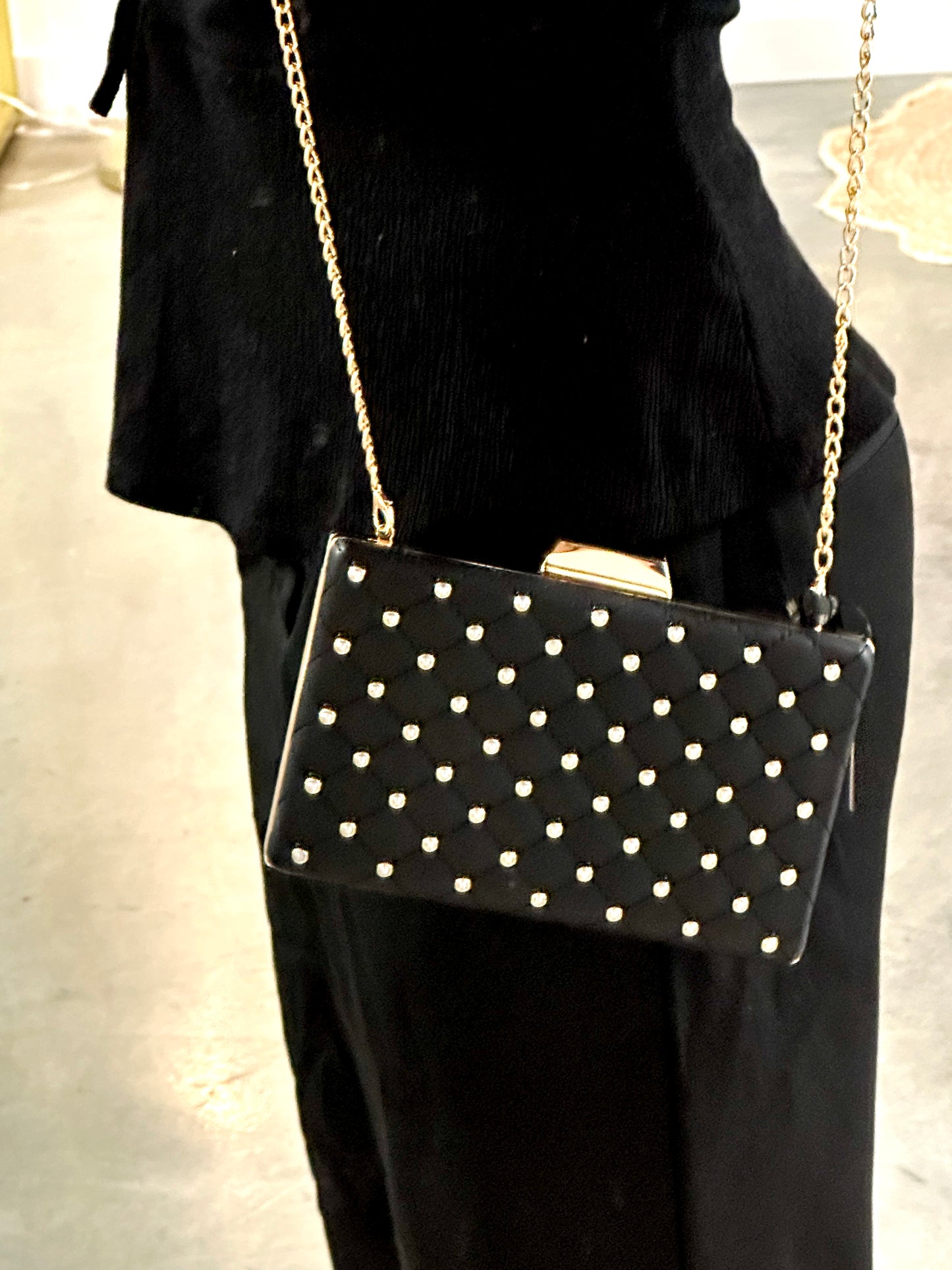 Black Diana Pearl Clutch
