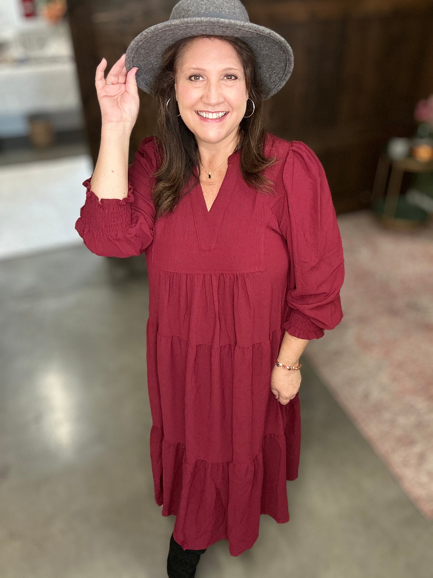 Tiered Maxi Dress - Wine