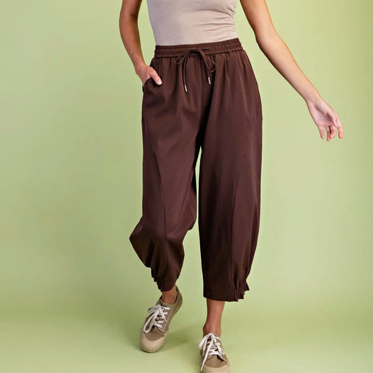 Chocolate Balloon Pants w/ Elastic Gathered Ankle Detail