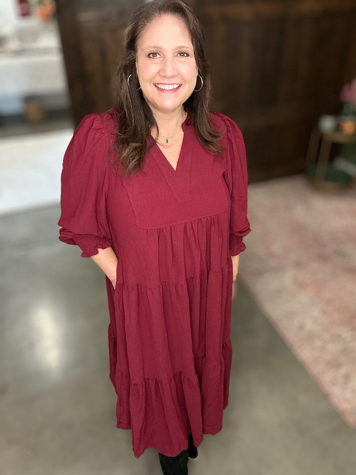 Tiered Maxi Dress - Wine