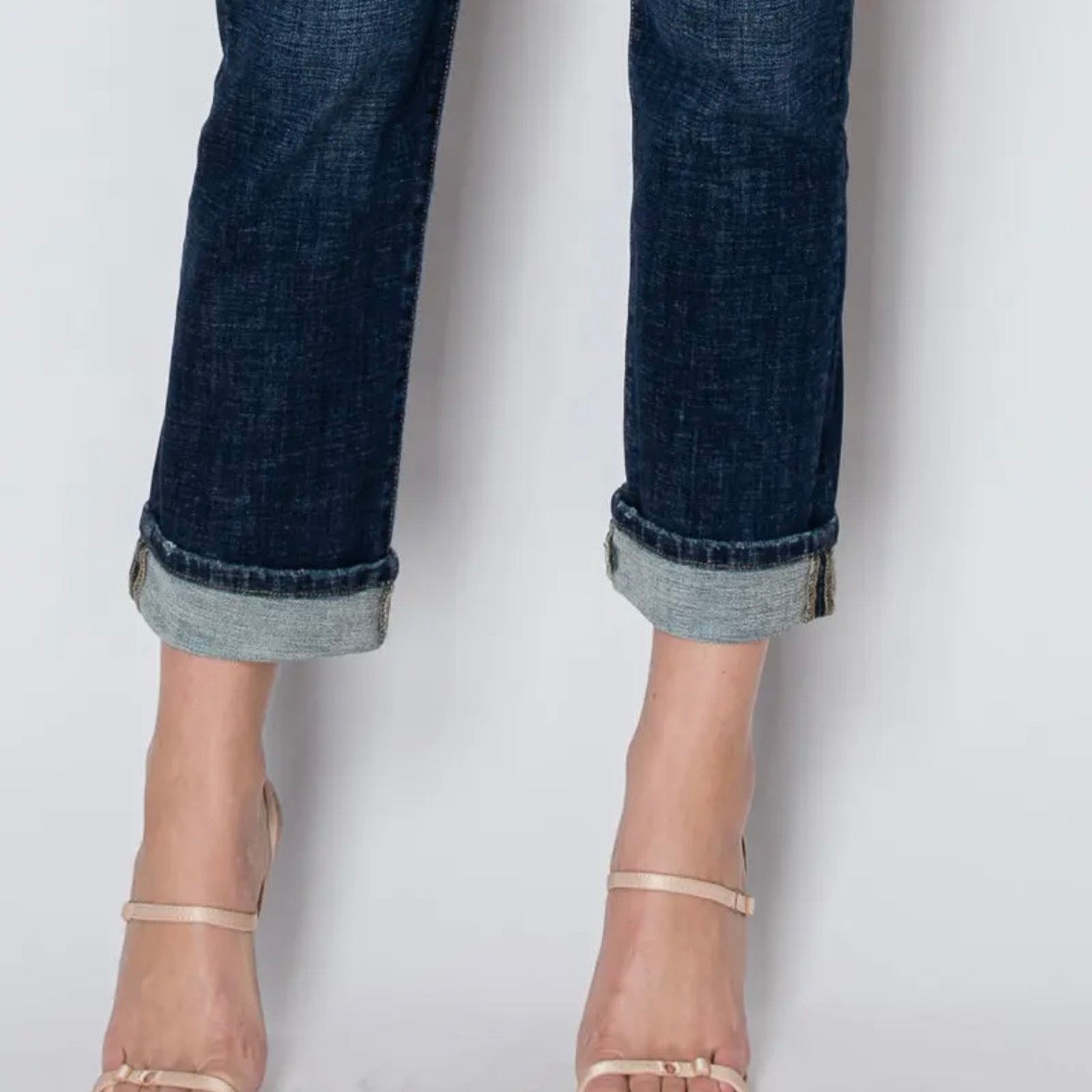 Tummy Control High Rise Stretch Straight Single Cuff Jean