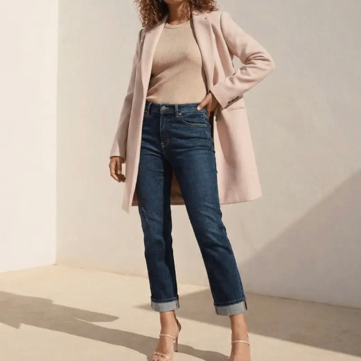Tummy Control High Rise Stretch Straight Single Cuff Jean