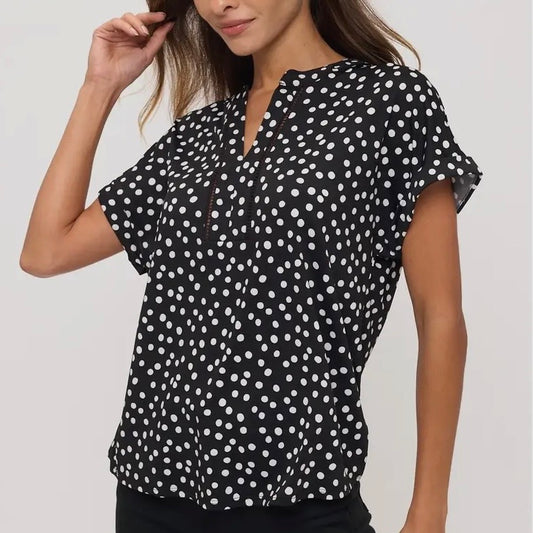 Black Ivory Polka Dot Top