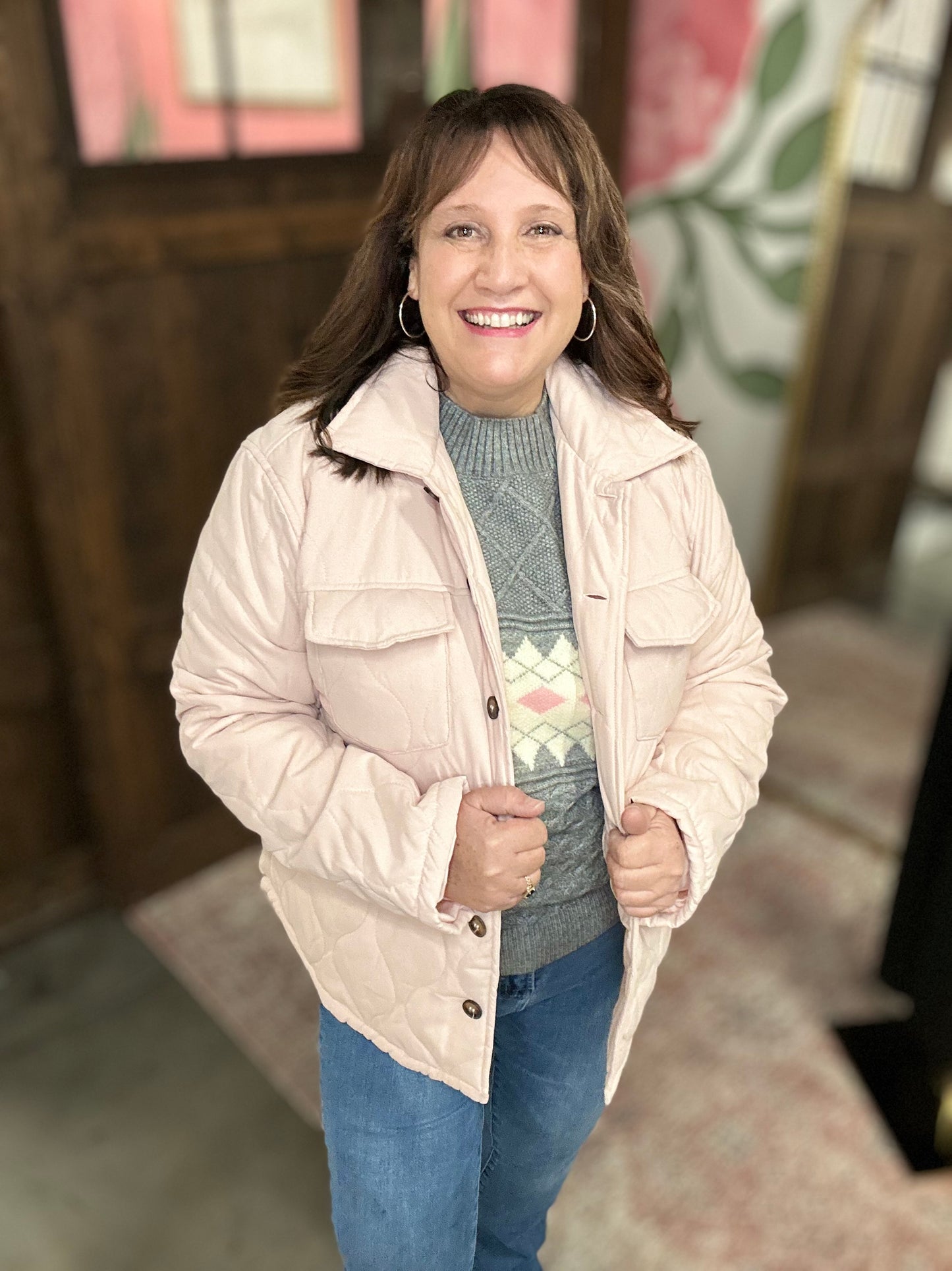 Blush Pink Quilted Jacket