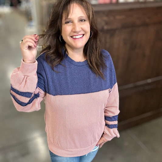 Mauve Ciara Ribbed Long Sleeve Top